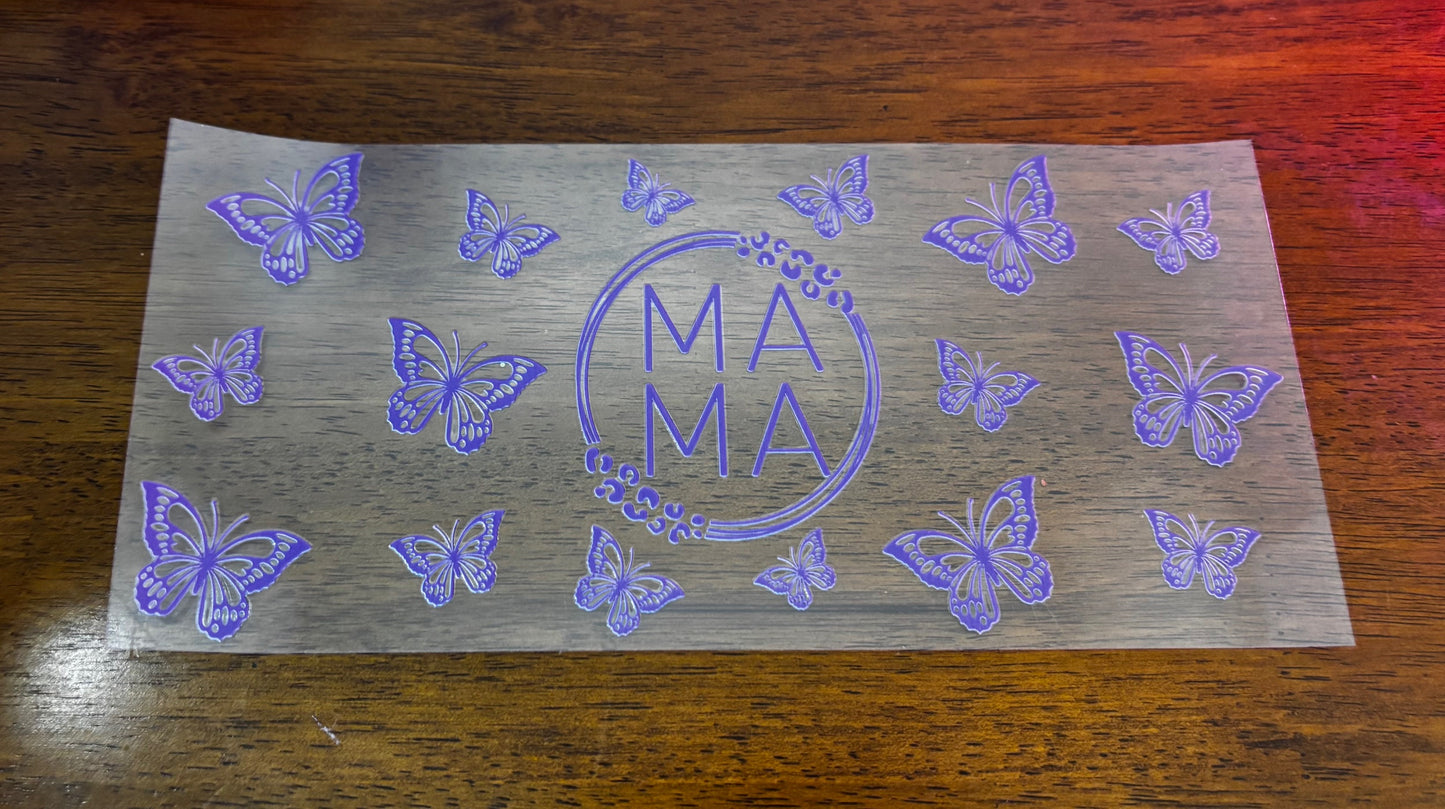 Decal - Mama Purple Butterflies