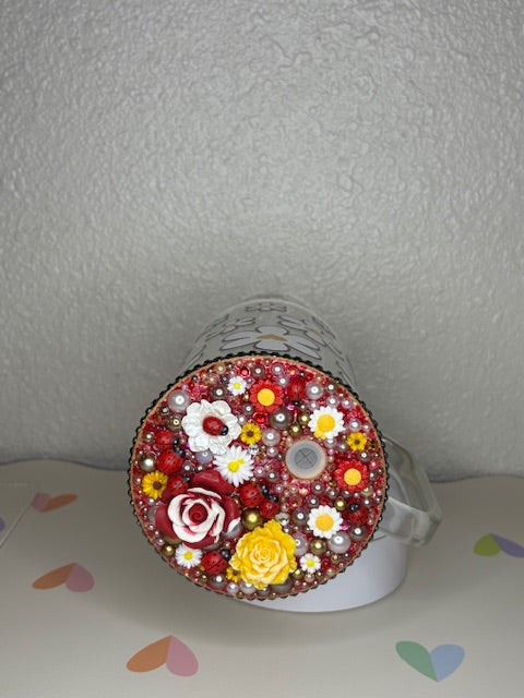 Daisy - 40oz Glass w/ Decorated Lid