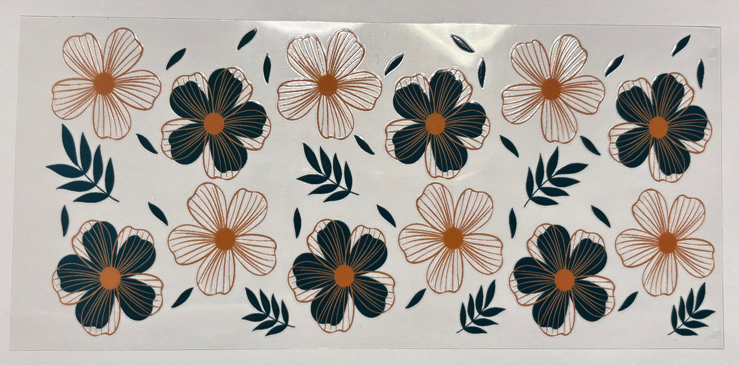 Decal - Blue Gold Flowers