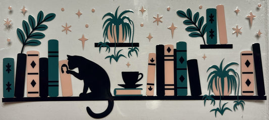 Decal - Cat on Bookshelf