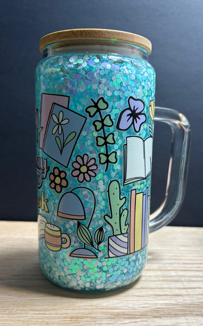 Books - 16oz Glass w/ Handle