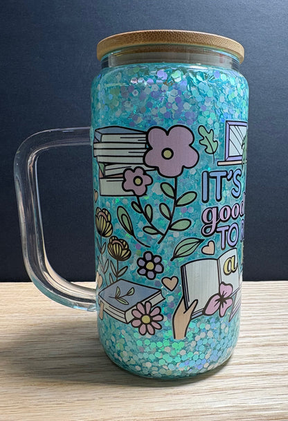Books - 16oz Glass w/ Handle
