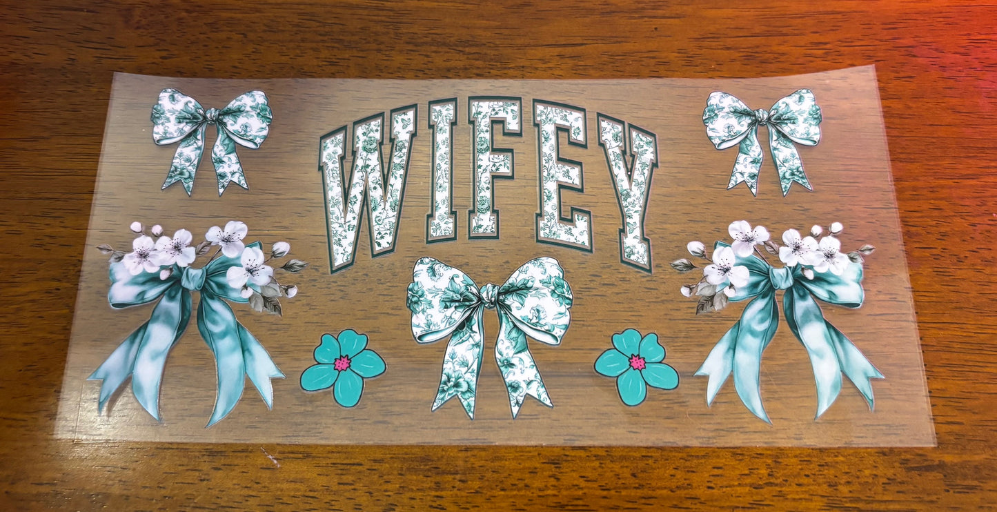 Decal - Wifey Green Bows