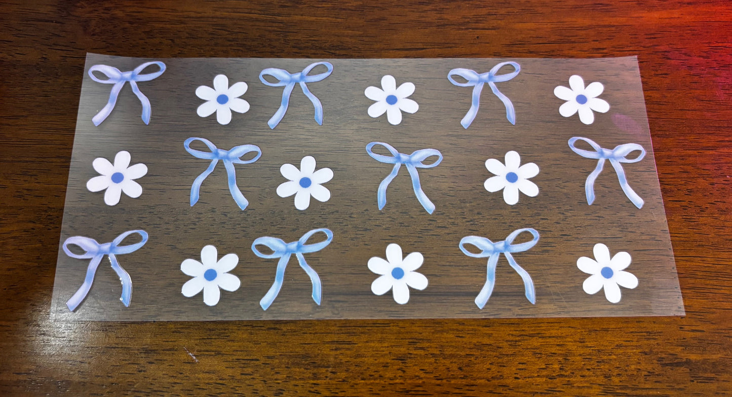 Decal - Blue White Bows