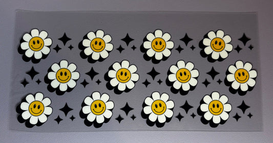 Decal - White Smiley Flowers
