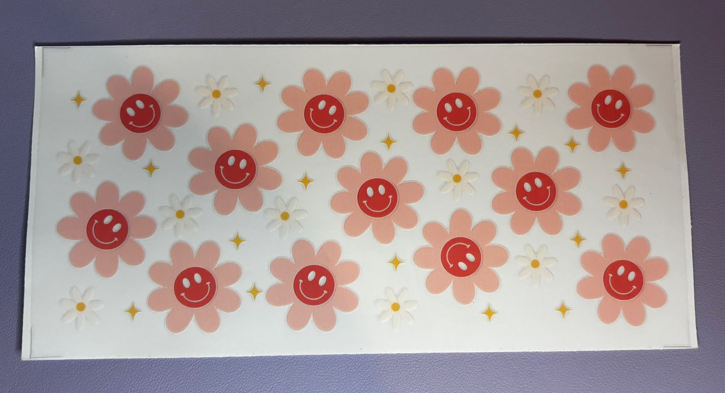 Decal - Pink Smiley Flowers